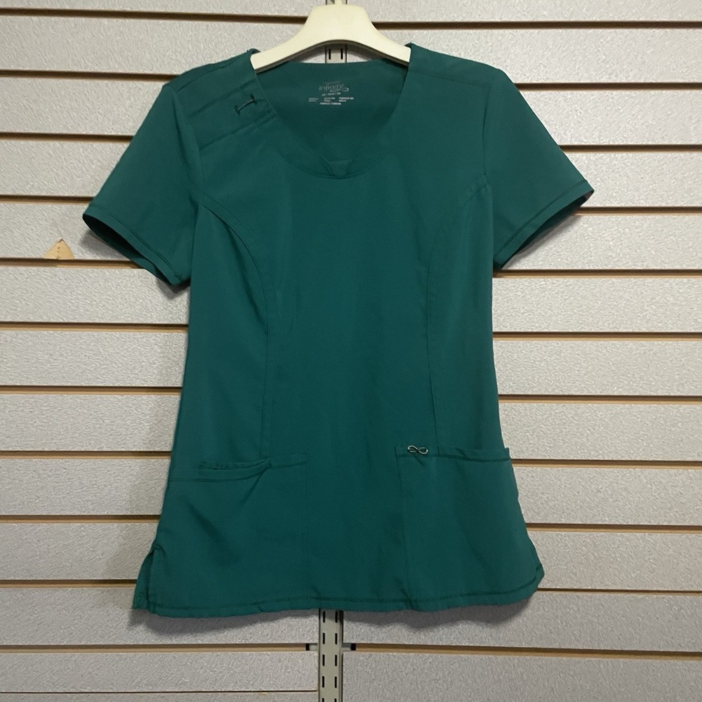 Cherokee Infinity Green Scrub‎ Top Shirt XS Stretch